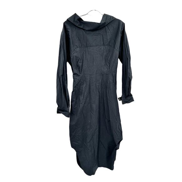 STAUD Black Clea Midi Dress Button Front Twist Size 8 - Picture 3 of 5